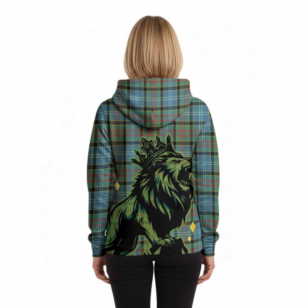 Cathcart Tartan Family Crest Hoodie Crowned Lion Roaring