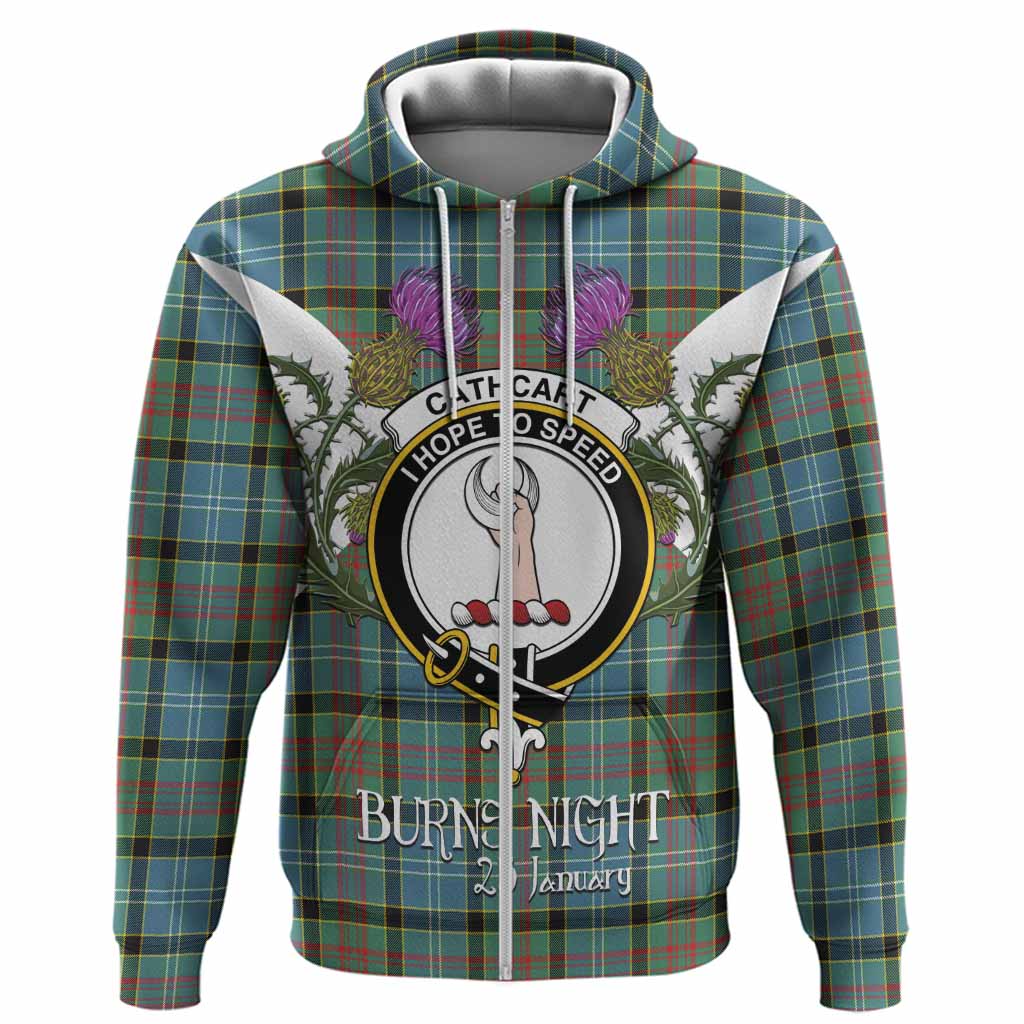 Cathcart Tartan Family Crest Hoodie Scottish Burns Night Thistle Floral