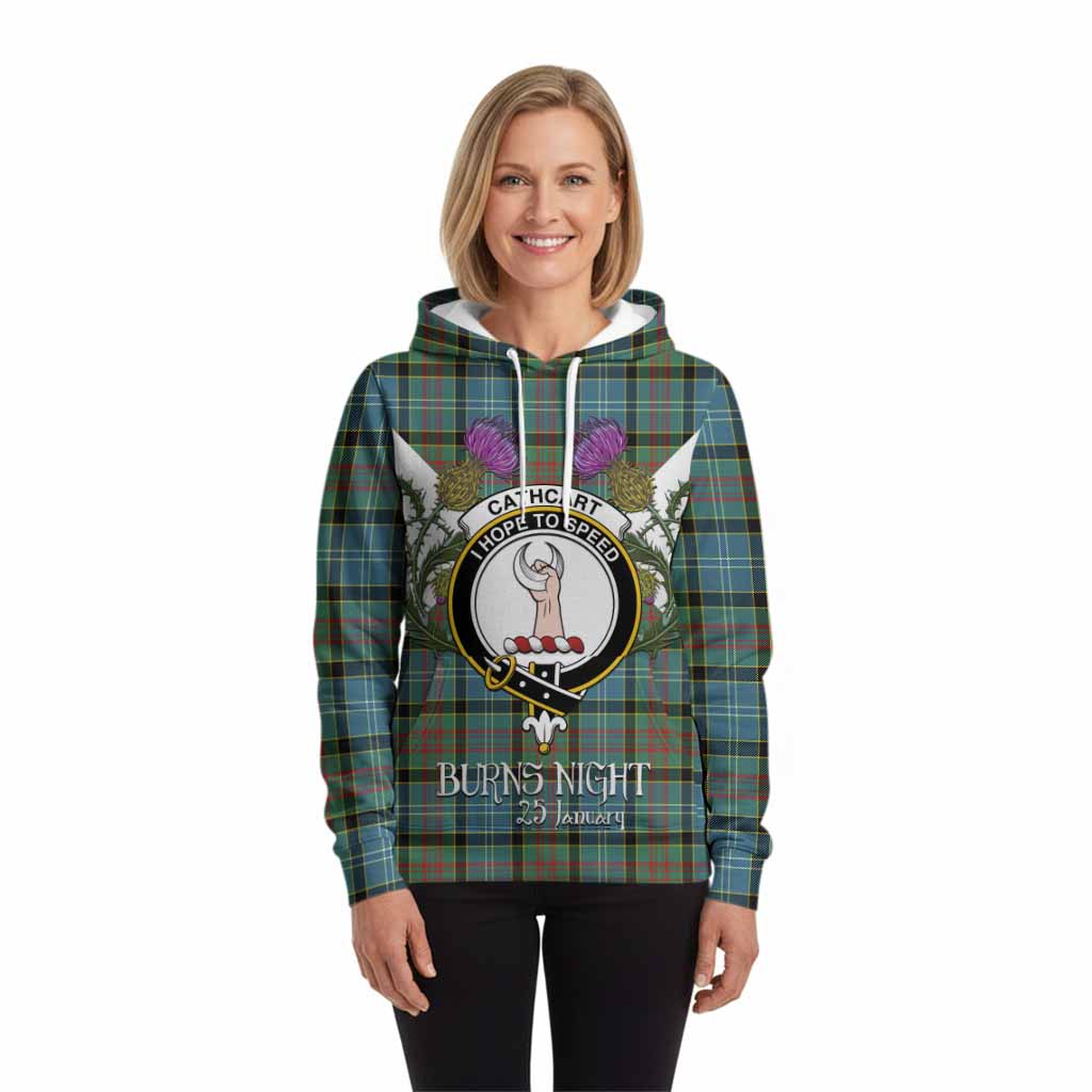 Cathcart Tartan Family Crest Hoodie Scottish Burns Night Thistle Floral