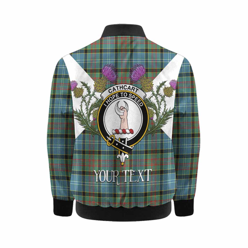 Cathcart Tartan Family Crest Kid Bomber Jacket Scottish Burns Night Thistle Floral