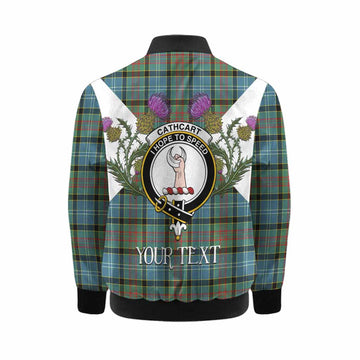 Cathcart Tartan Family Crest Kid Bomber Jacket Scottish Burns Night Thistle Floral