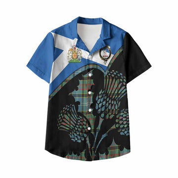 Cathcart Tartan Family Crest Kid Hawaiian Shirt Scotland Thistle Floral Flag Style