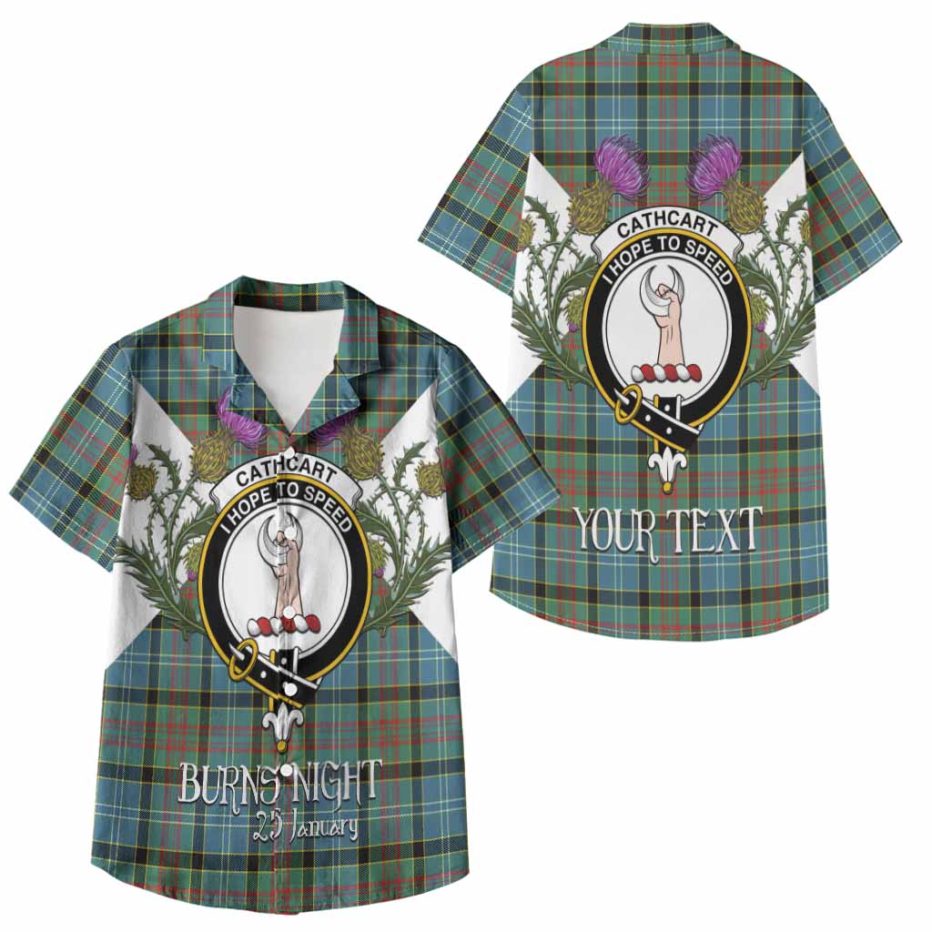 Cathcart Tartan Family Crest Kid Hawaiian Shirt Scottish Burns Night Thistle Floral
