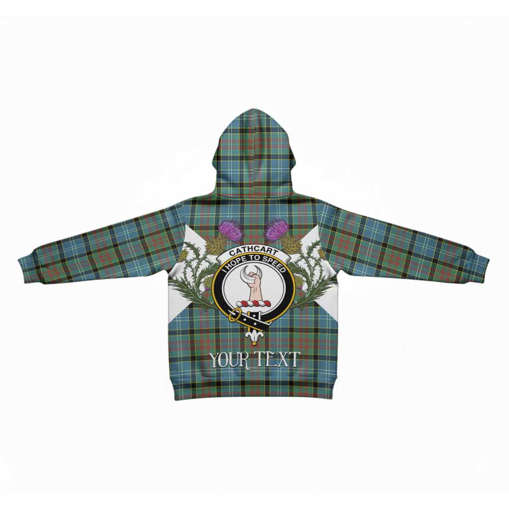 Cathcart Tartan Family Crest Kid Hoodie Scottish Burns Night Thistle Floral