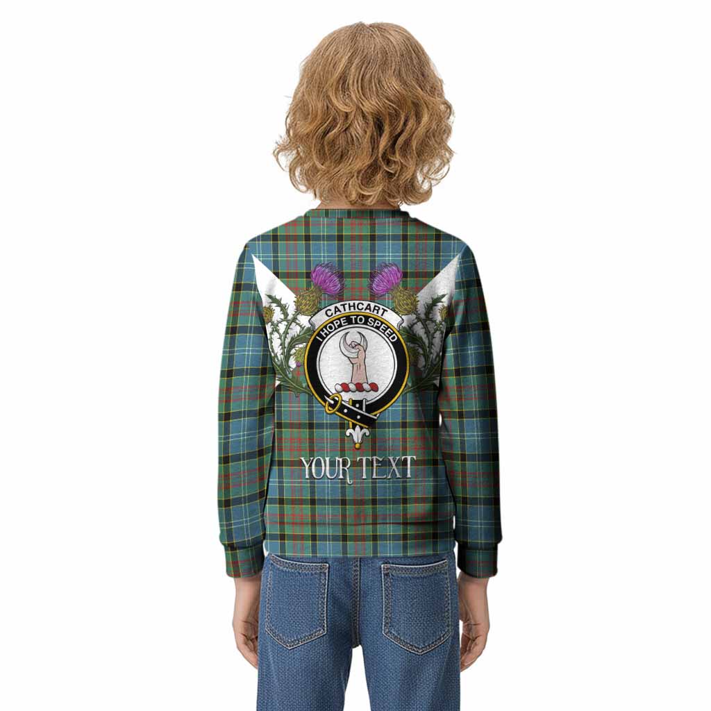 Cathcart Tartan Family Crest Kid Knitted Sweatshirt Scottish Burns Night Thistle Floral