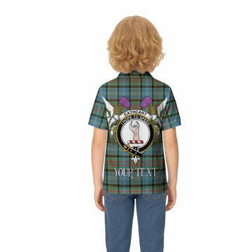 Cathcart Tartan Family Crest Kid Polo Shirt Scottish Burns Night Thistle Floral
