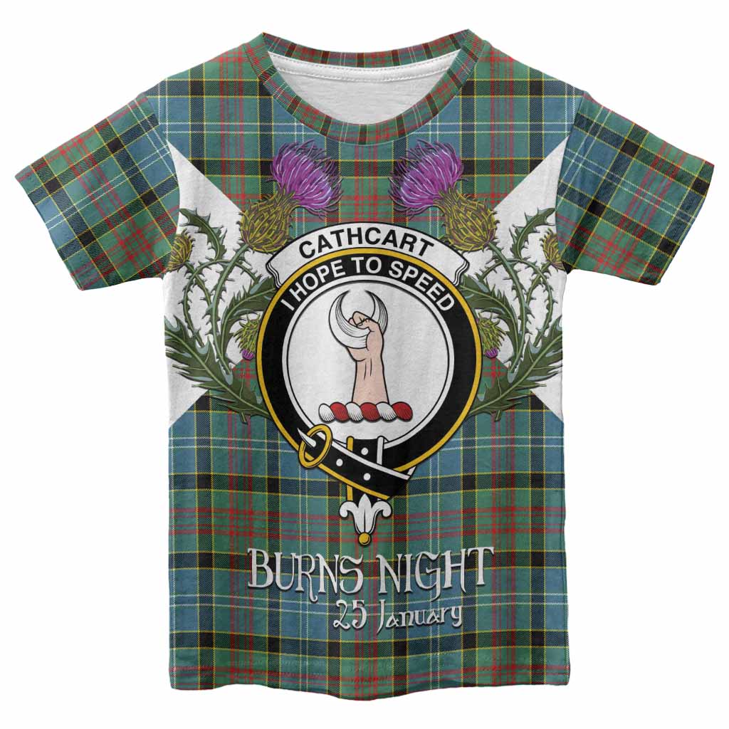 Cathcart Tartan Family Crest Kid T-shirt Scottish Burns Night Thistle Floral