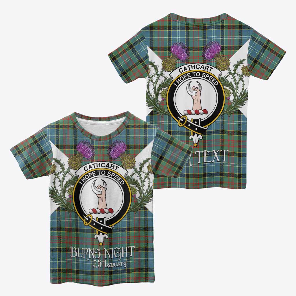 Cathcart Tartan Family Crest Kid T-shirt Scottish Burns Night Thistle Floral
