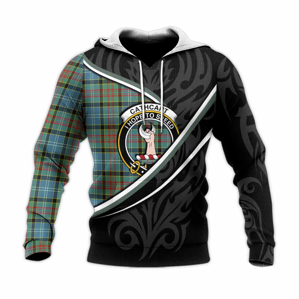 Cathcart Tartan Family Crest Knitted Hoodie Celtic Scottish Thistle Floral - Tartan Vibes Clothing