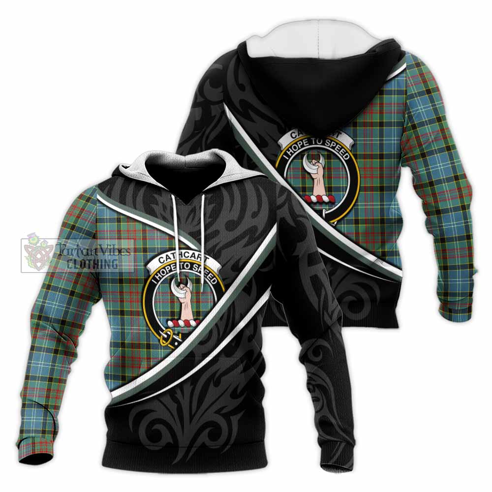 Cathcart Tartan Family Crest Knitted Hoodie Celtic Scottish Thistle Floral - Tartan Vibes Clothing
