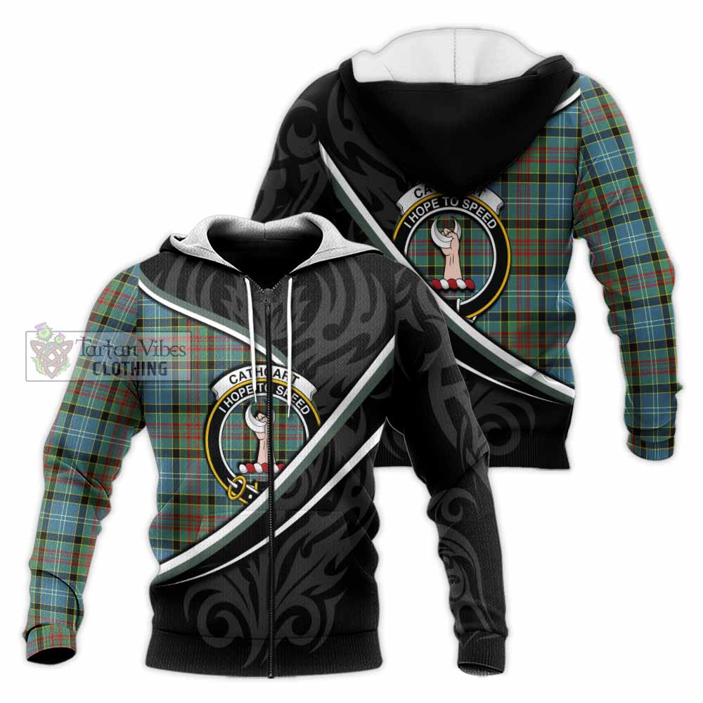 Cathcart Tartan Family Crest Knitted Hoodie Celtic Scottish Thistle Floral - Tartan Vibes Clothing