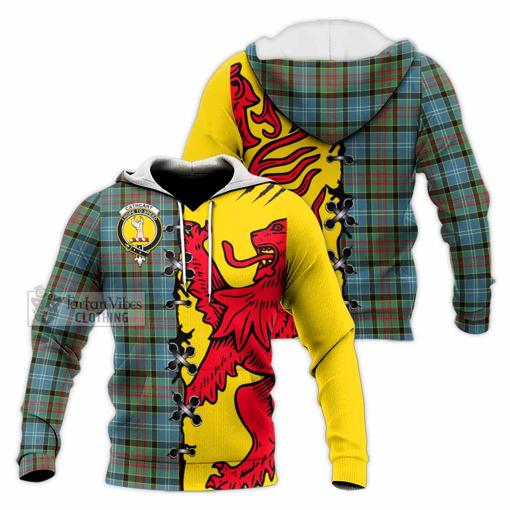 Cathcart Tartan Family Crest Knitted Hoodie Lion Rampant Honor - Tartan Vibes Clothing