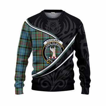 Cathcart Tartan Family Crest Knitted Sweater Celtic Scottish Thistle Floral
