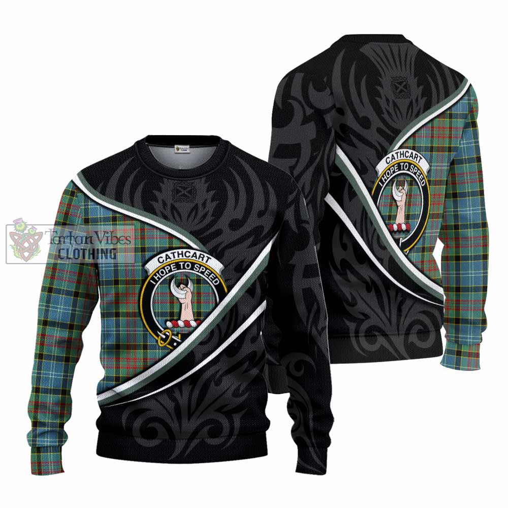 Cathcart Tartan Family Crest Knitted Sweater Celtic Scottish Thistle Floral - Tartan Vibes Clothing