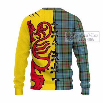 Cathcart Tartan Family Crest Knitted Sweater Lion Rampant Honor