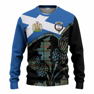 Cathcart Tartan Family Crest Knitted Sweater Scotland Thistle Floral Flag Style