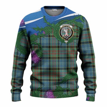 Cathcart Tartan Family Crest Knitted Sweater Thistle in Minimalism