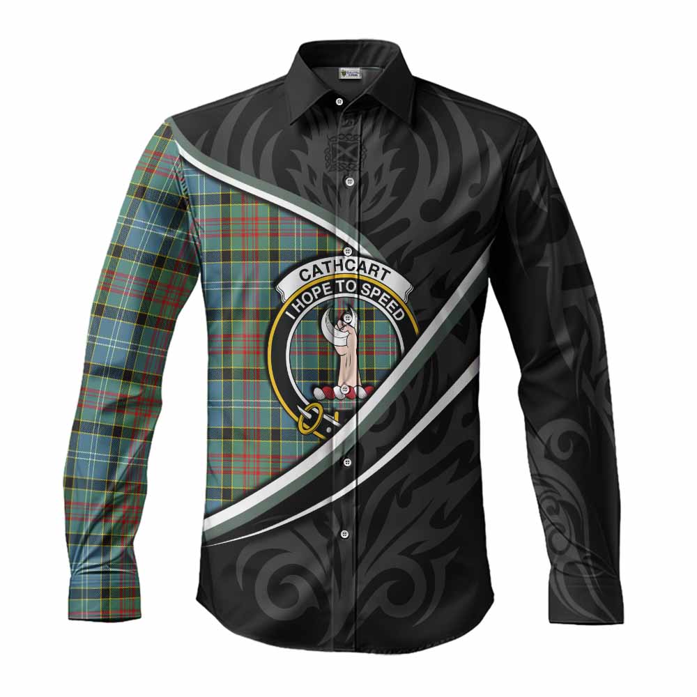 Cathcart Tartan Family Crest Long Sleeve Button Shirts Celtic Scottish Thistle Floral - Tartan Vibes Clothing