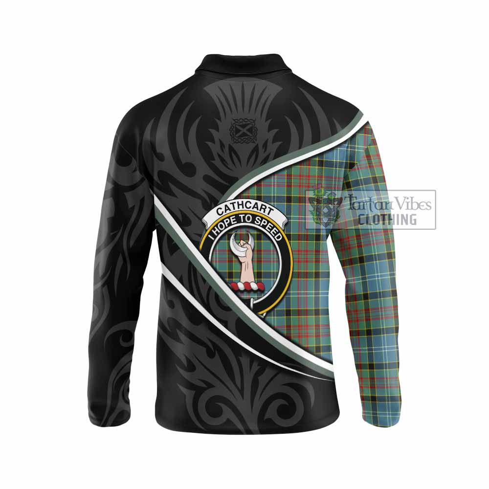 Cathcart Tartan Family Crest Long Sleeve Polo Shirt Celtic Scottish Thistle Floral - Tartan Vibes Clothing