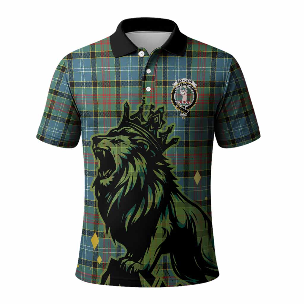 Cathcart Tartan Family Crest Polo Shirt Crowned Lion Roaring