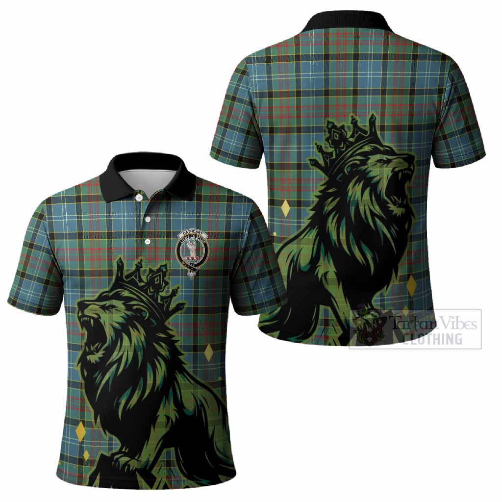 Cathcart Tartan Family Crest Polo Shirt Crowned Lion Roaring
