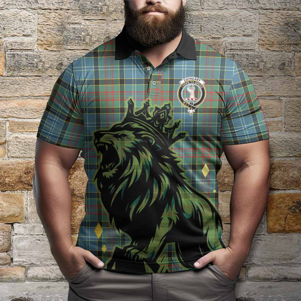 Cathcart Tartan Family Crest Polo Shirt Crowned Lion Roaring