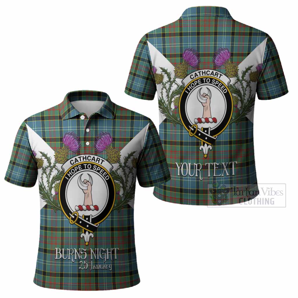 Cathcart Tartan Family Crest Polo Shirt Scottish Burns Night Thistle Floral