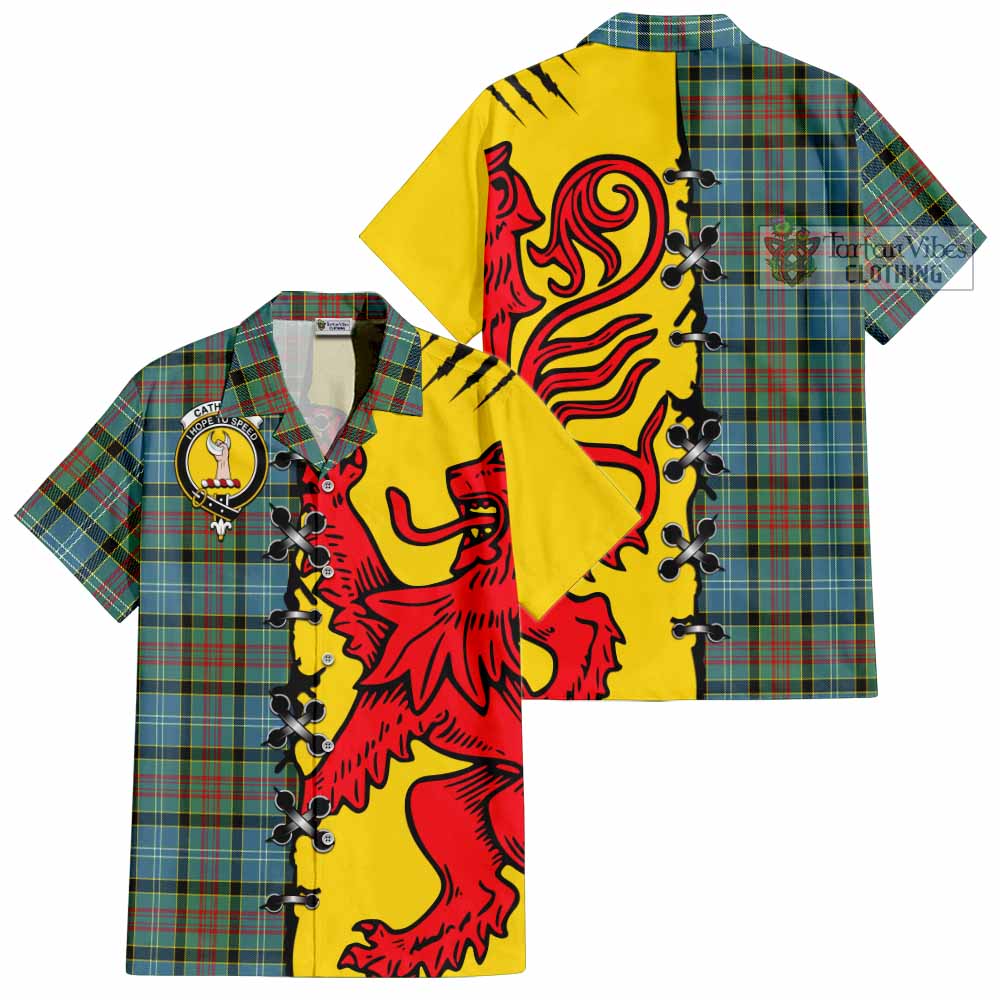 Cathcart Tartan Family Crest Short Sleeve Button Shirt Lion Rampant Honor - Tartan Vibes Clothing