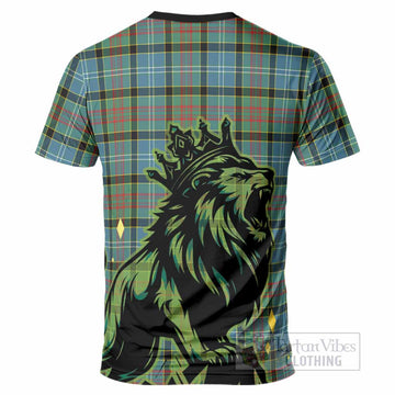 Cathcart Tartan Family Crest T-Shirt Crowned Lion Roaring