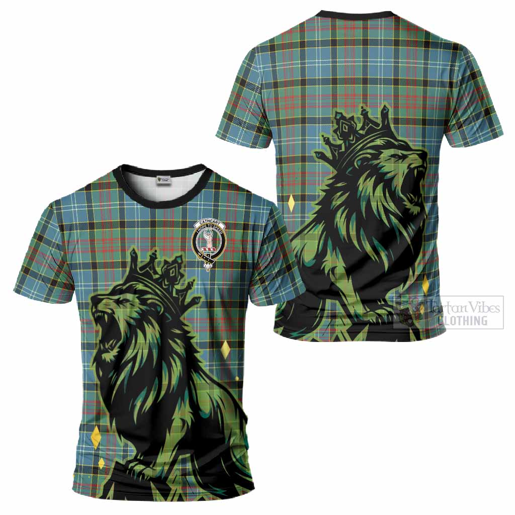 Cathcart Tartan Family Crest T-Shirt Crowned Lion Roaring