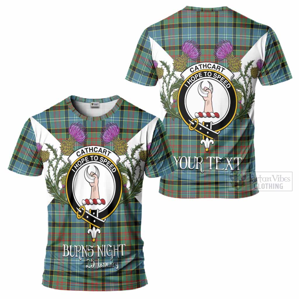 Cathcart Tartan Family Crest T-Shirt Scottish Burns Night Thistle Floral