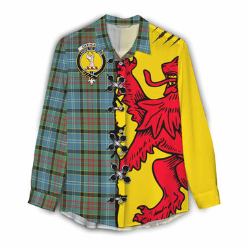 Cathcart Tartan Family Crest Women Casual Shirt Lion Rampant Honor