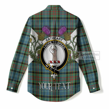 Cathcart Tartan Family Crest Women Casual Shirt Scottish Burns Night Thistle Floral