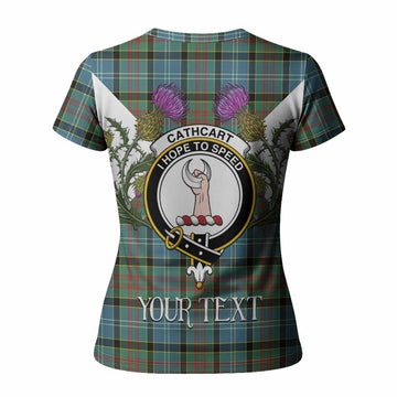 Cathcart Tartan Family Crest Women T shirt Scottish Burns Night Thistle Floral