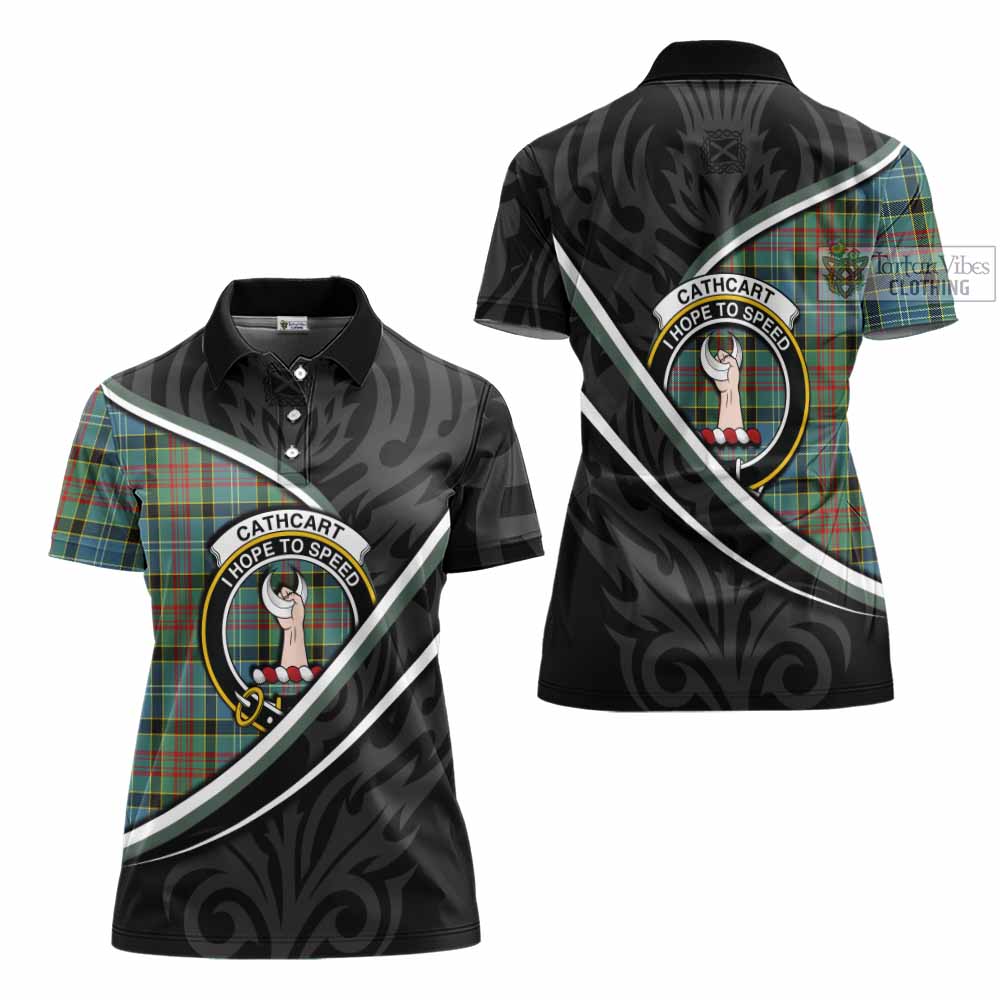 Cathcart Tartan Family Crest Women's Polo Shirt Celtic Scottish Thistle Floral - Tartan Vibes Clothing