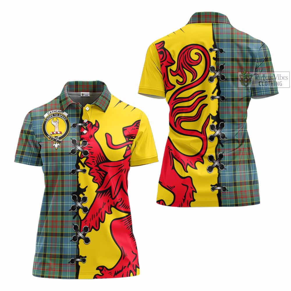 Cathcart Tartan Family Crest Women's Polo Shirt Lion Rampant Honor - Tartan Vibes Clothing