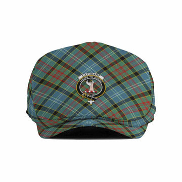 Cathcart Tartan Flat Cap, Jeff Cap Cross Style with Family Crest