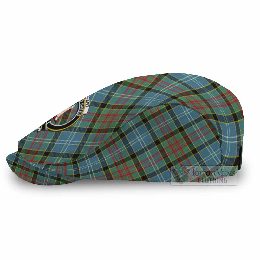 Cathcart Tartan Flat Cap, Jeff Cap Cross Style with Family Crest - Tartan Vibes Clothing