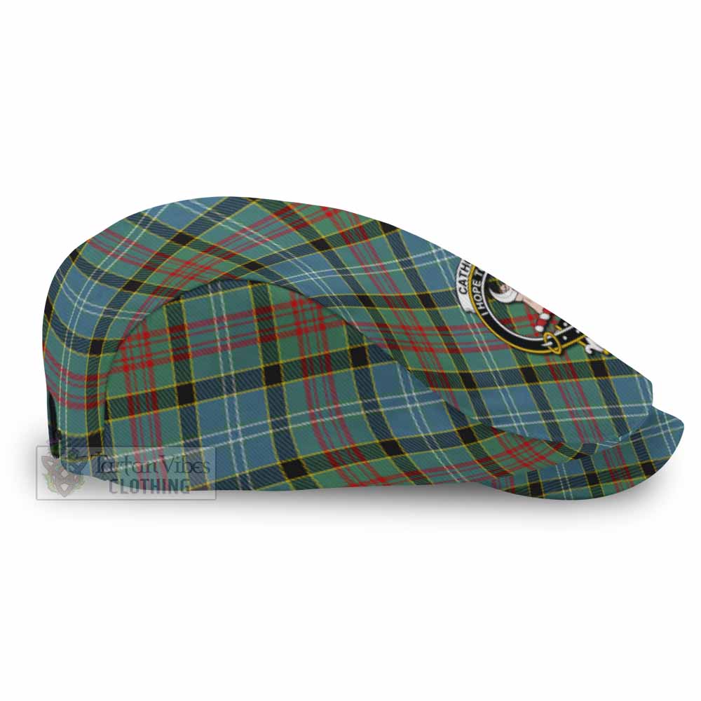 Cathcart Tartan Flat Cap, Jeff Cap Cross Style with Family Crest - Tartan Vibes Clothing