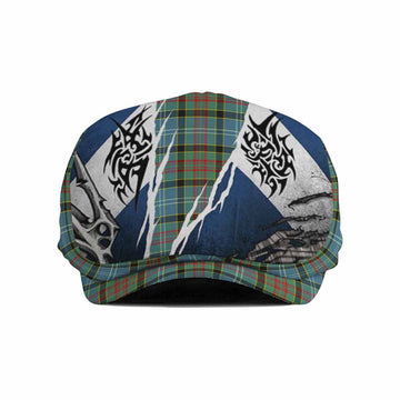 Cathcart Tartan Flat Cap, Jeff Cap Scotland Flag Ripped Tribal Design