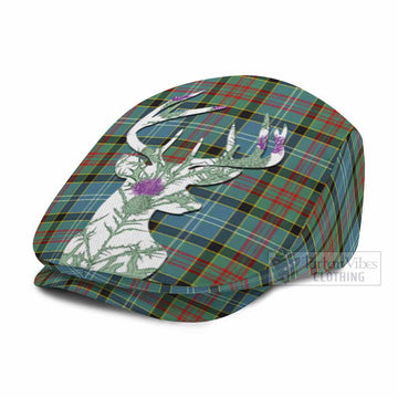 Cathcart Tartan Flat Cap, Jeff Cap Scottish Stag Thistle Floral Art