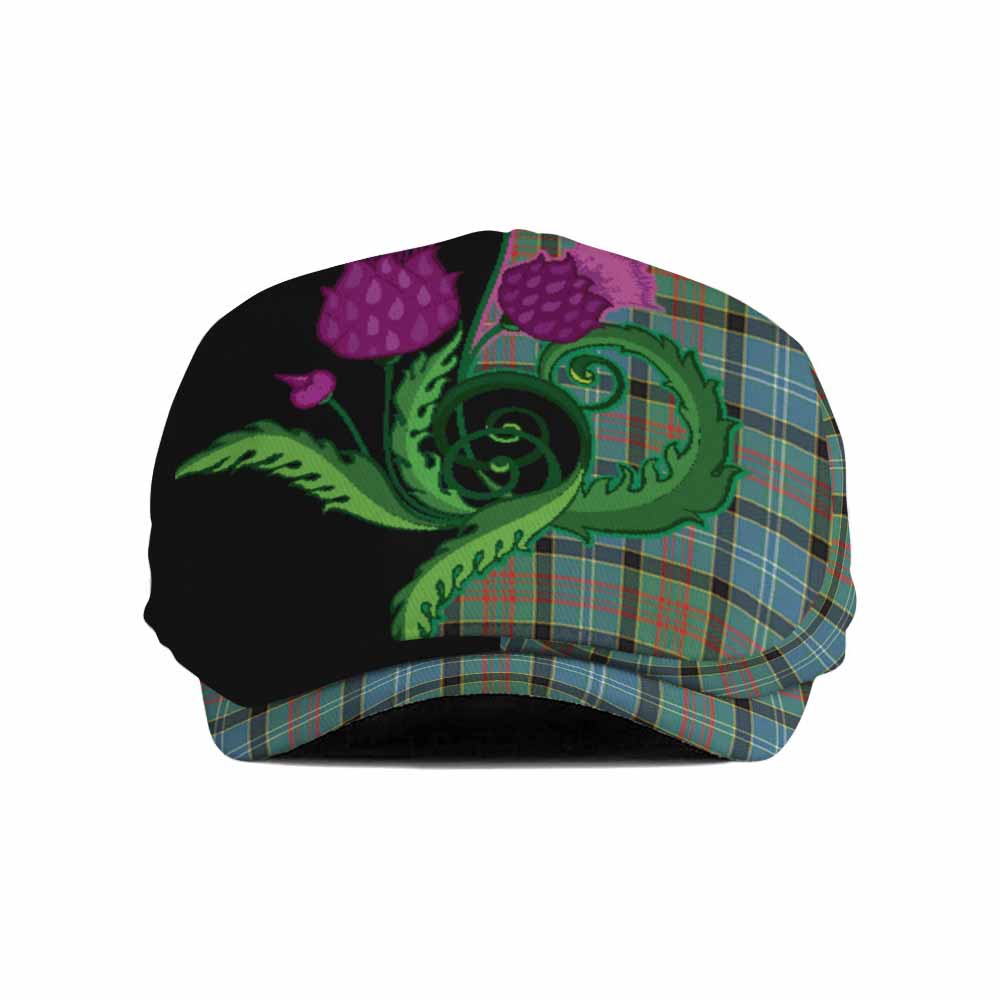 Cathcart Tartan Flat Cap, Jeff Cap Traditional Scottish Thistle