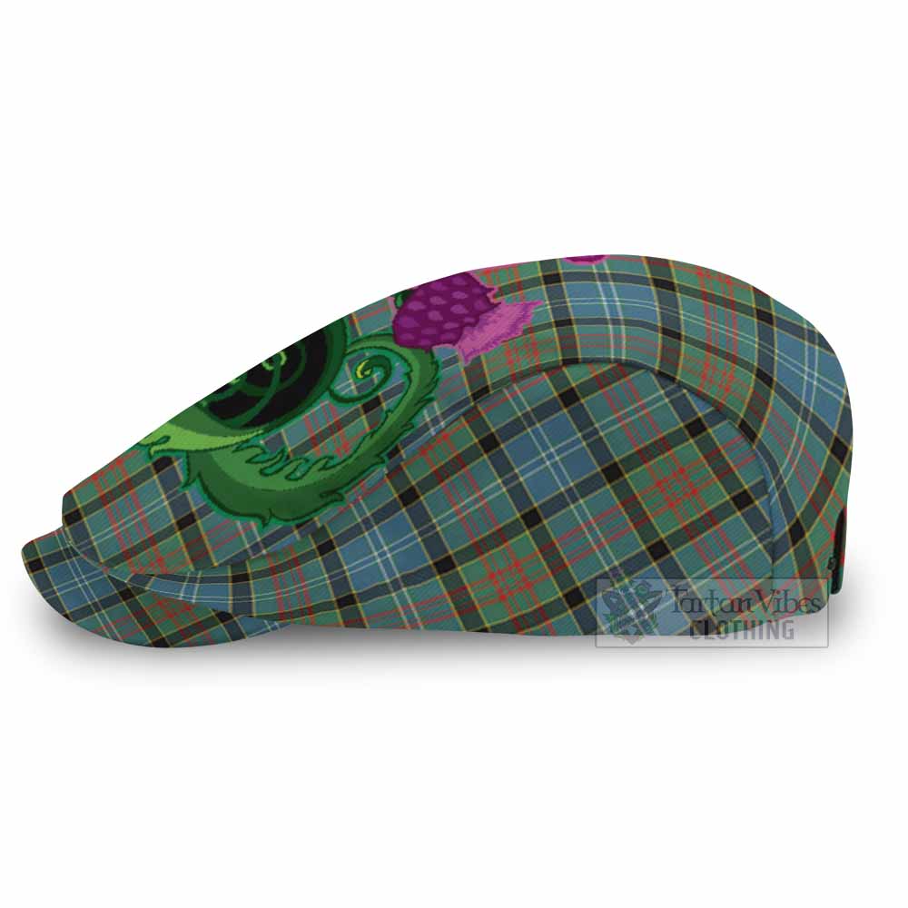Cathcart Tartan Flat Cap, Jeff Cap Traditional Scottish Thistle