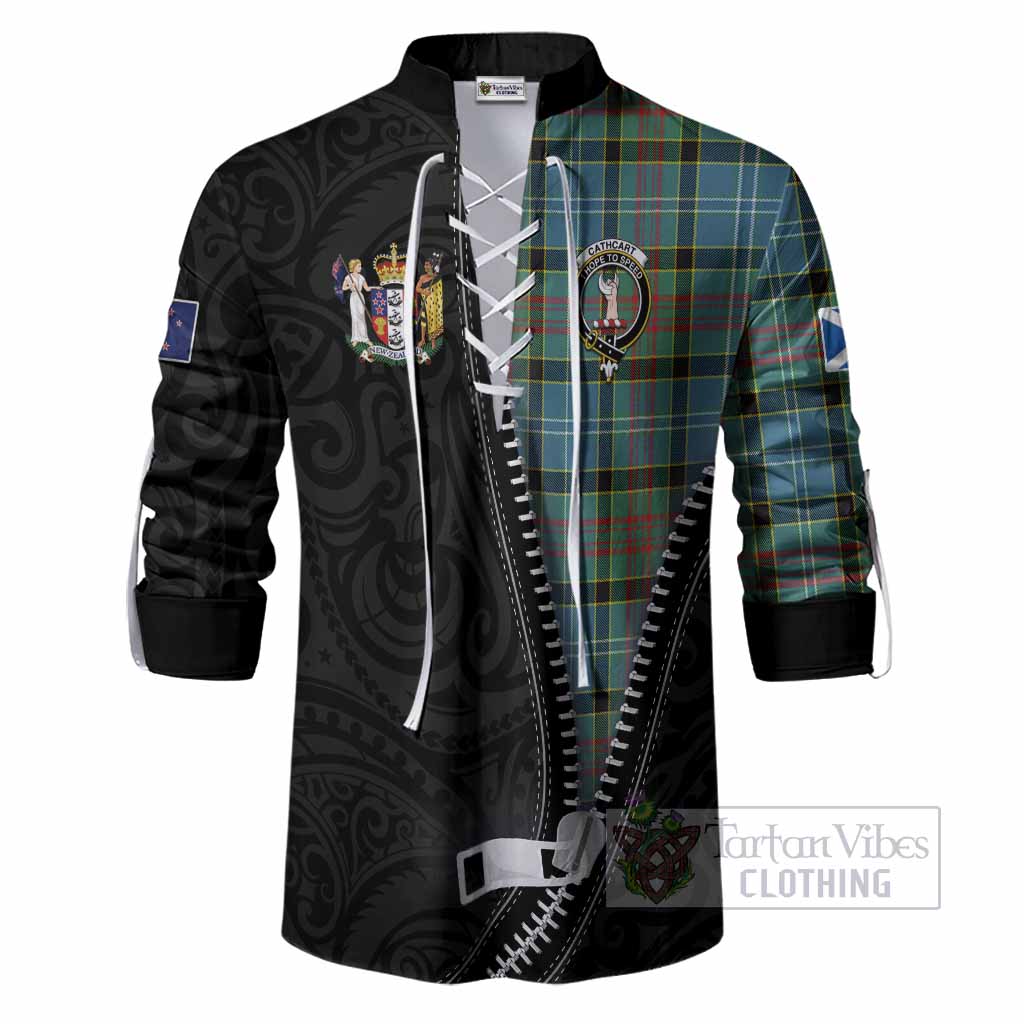 Cathcart Tartan Ghillie Shirt New Zealand Pattern Unique Zipper Stylized