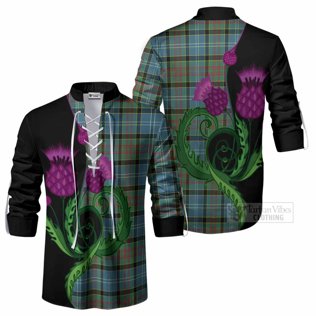 Cathcart Tartan Ghillie Shirt Traditional Scottish Thistle