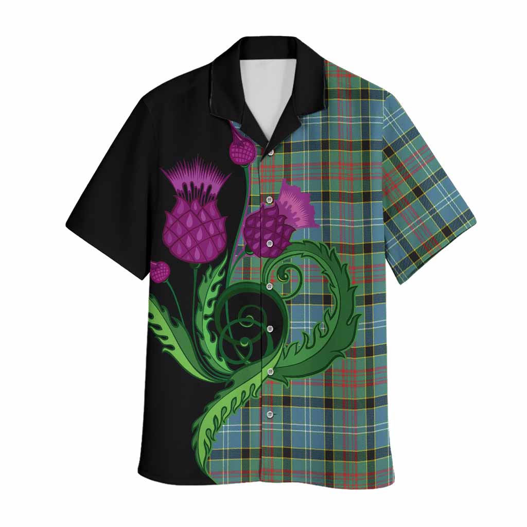 Cathcart Tartan Hawaiian Shirt Traditional Scottish Thistle