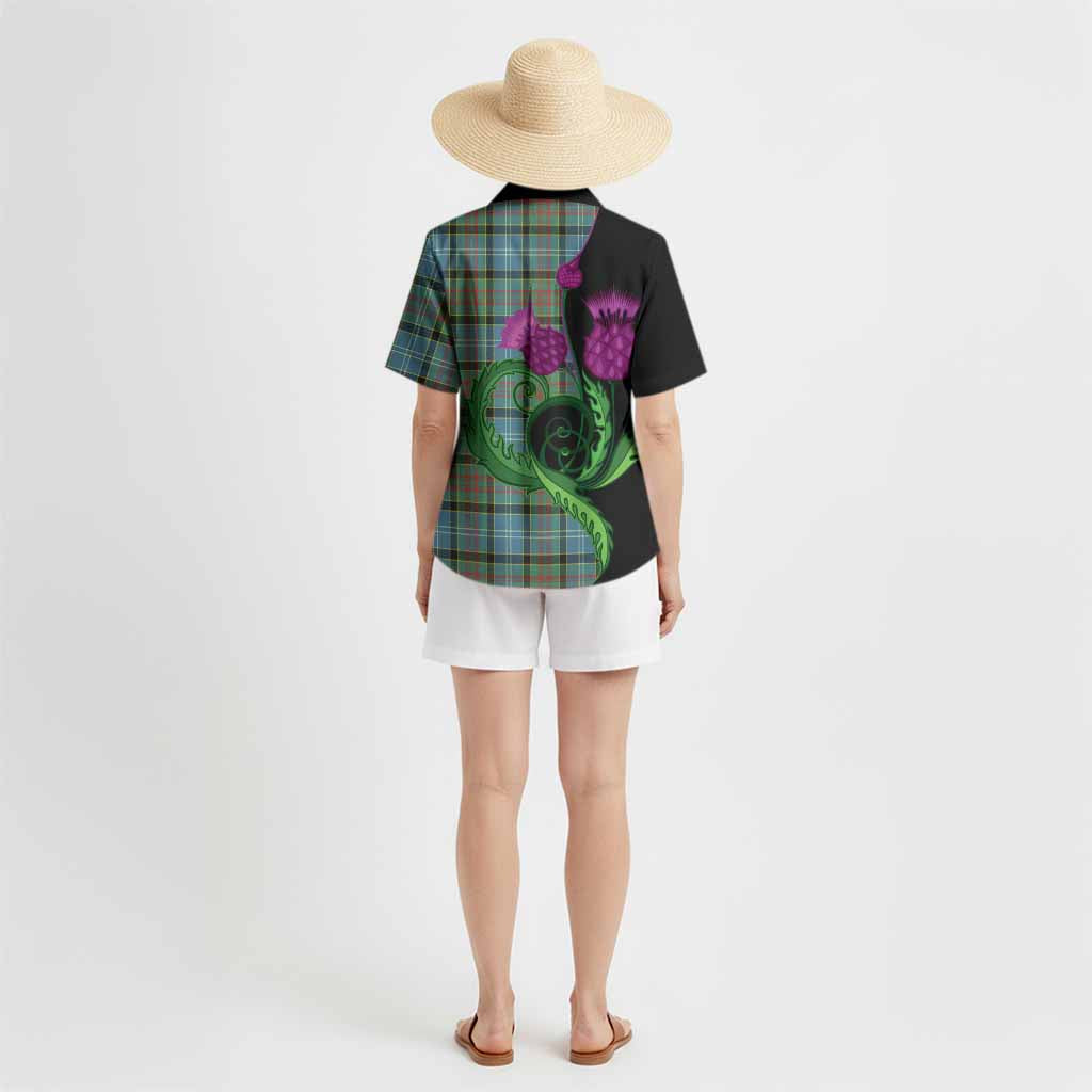 Cathcart Tartan Hawaiian Shirt Traditional Scottish Thistle