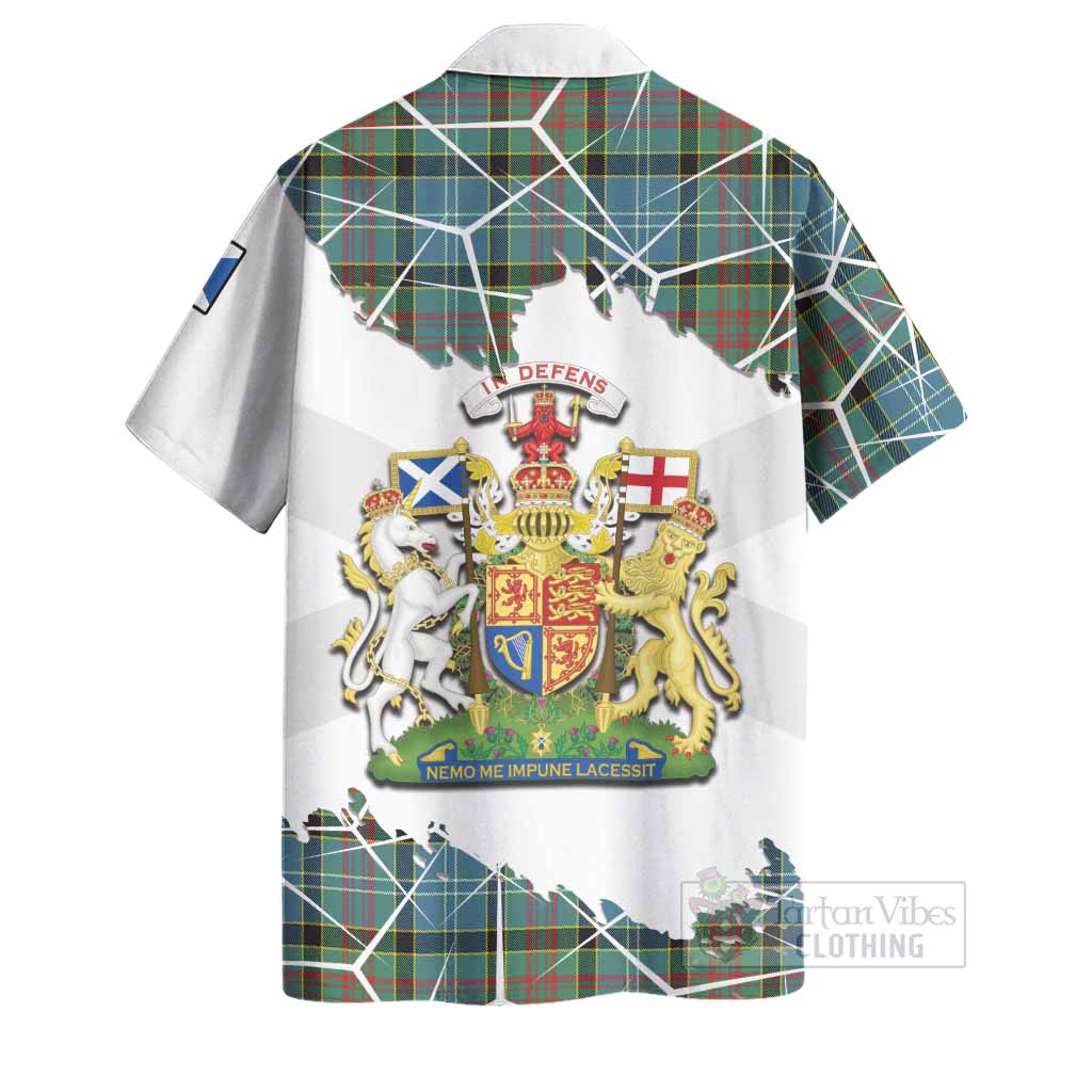 Cathcart Tartan Hawaiian Shirt with Family Crest and Lion Rampant Grunge Style