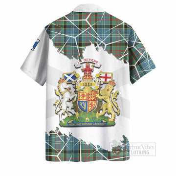 Cathcart Tartan Hawaiian Shirt with Family Crest and Lion Rampant Grunge Style