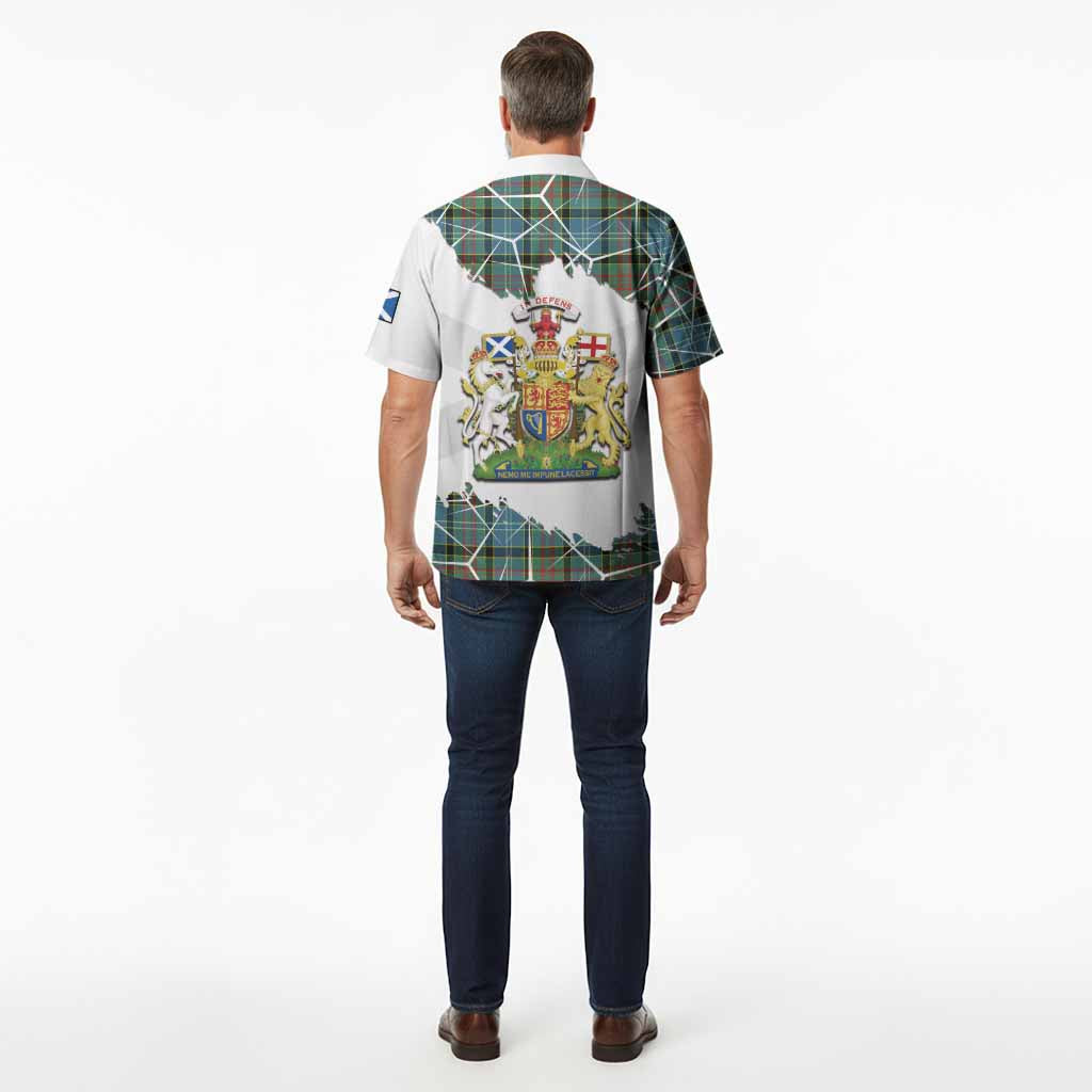 Cathcart Tartan Hawaiian Shirt with Family Crest and Lion Rampant Grunge Style